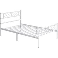 Yaheetech Struttura Letto in Ferro Metallo Testiera Industriale Camera da Letto Ospiti Soggiorno Semplice Moderno Bianco 90 x 200 cm