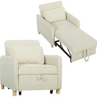 Schlafsessel 3 in 1 Umwandelbarer Sessel mit Bettfunktion, Breiter Sitzfläche für Wohnzimmer, Beige
