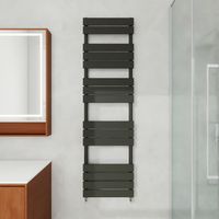 1600x450mm Designer Flat Panel Heated Towel Rail Radiator Bathroom Warmer Heating Black