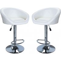 Tabouret interne avec structure réglable en acier et assis dans une grande peau rembourrée de la peau White