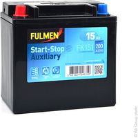 Batterie voiture 12V 15Ah AGM – Technologie plomb étanche – Intensité 200A – Dimensions 15x9x14.5cm – Poids 4.2kg – Fulmen - FK151