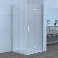 LEMMO Duschkabine 80x120 Falttür Eckeinstieg mit Edelstahlstangen Scharniertür,5 mm ESG-Glas,H 185 cm