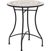Table basse ronde en mosaïque de céramique pour jardin, terrasse ou balcon, Φ60x71cm