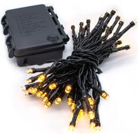 LED Außen Lichterkette warm weiß - 3,5 m / 48 LED - Garten Weihnachten Winter Deko Beleuchtung Timer Batterie