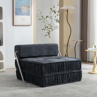 AS EASY Canapé-lit gris pliable, fauteuil-lit futon, fauteuil convertible, canapé au sol et matelas pour salon, chambre d'amis, bureau à domicile, appartement, petit espace, coussin de dossier amovibl