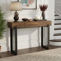 Table Console en Bois, 105×30×80cm, Pieds de table robustes, étroits et longs, pour l'Entry, Couloir, Salon, Foyer, Marron et Noir