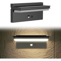 Applique Murale Solaire Extérieure 1000 Lumens -Lot de 2 Détecteur de Mouvement PIR, 73 LED, Batterie Haute Capacité 3600mAh, Verre Trempé IP65