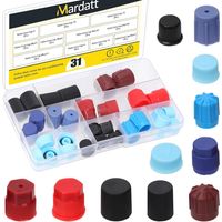 31Pcs R12 R134a AC Caps for Cars, 11 Sizes Car Air Conditioning Valve Cap, Auto Air Conditioning Service Charging Port Dust Cover, Sealed Recharge Valve Core Dust Cover
