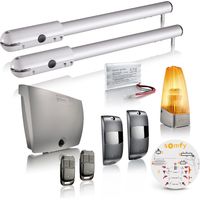 SOMFY 1241522 - Motorisation de portail battant à vérin SGS Essential RTS - Livrée avec 2 télécommandes Keypop, feu orange, photocellules et batterie de secours