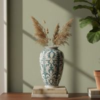 Vase céramique vert blanc 23x23x37cm