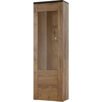 Vitrina alta diseño 1 puerta colección SANTIAGO. Color roble y negro efecto madera
