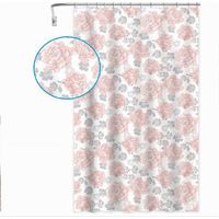 Tenda Per Doccia Vasca Da Bagno 12 Ganci Stampa Fiori Rosa Grigi 240x200cm 87576