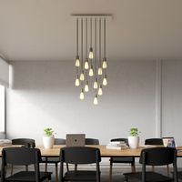 creative cables - Lampada a sospensione a 14 cadute con XXL Rose-One rettangolare 675 mm completa di cavo tessile e finiture in metallo