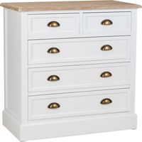 Cómoda de madera de 5 Cajónes blanca 80x40x80.5