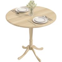 Table à manger ronde pour 4 personnes Ø 80 cm, table de cuisine, piétement en acier, style moderne, bois naturel