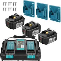 Powerwings – Batterie lithium 18V 5000mAh pour Makita BL1850B BL1860B BL1840 BL1830 BL1815 – Chargeur double inclus – Pendentif d'outil offert