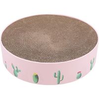 Cat Toy, Corrugated Cardboard Cat Catnip Scraper Board Nail Scraper Mat Kitten Bed Toy-Pink-Small