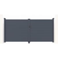 Casanoov – Portail aluminium battant 300x145cm – Occultation totale – Aluminium gris anthracite – Montage facile avec notice incluse
