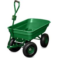 Terre Jardin – Chariot de jardin 4 roues 120 kg – Bac bascule 52L avec poignée amovible – Adaptateur tracteur pour attelage rapide – Roues directionnelles