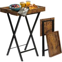 Foldable Sofa Side Table - Removable Tray, Industrial