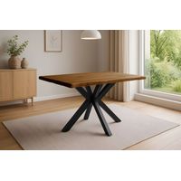 Esstisch Baumkante Akazie honigfarben 120 x 80 cm Spider-Gestell schwarz HARLEY