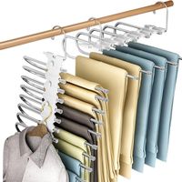 9-in-1 Hosenbügel, 2-teiliges Hosenbügel-Set, platzsparend, multifunktional, faltbar, rutschfest, mehrere Hosenhalter für Schals, Jeans, Kleidung, Handtücher