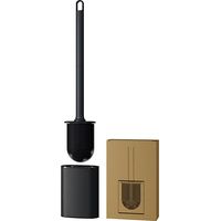 Sollbry Cepillo de baño de lujo con mango de metal o plástico y soporte extraíble (negro)