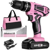 Perceuse Sans Fil 21V Rose, Tournevis Électrique avec Batterie, Outil de Bricolage