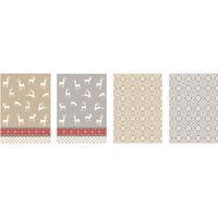 Torchons Coton Noël Lapland (x4) Lot De 4 Torchons Coton Motif Noël Lapland - Stb Tissages De Beaulieu