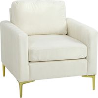 Butaca de Salón Tapizada en Terciopelo Acolchado Grueso Asiento Ancho Reposabrazos Almohadilla 81x77x81 cm Crema
