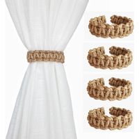 Lot de 4 Embrasses Rideaux Tressées Main Rustiques 25 cm pour Rideaux Légers Décoration Maison Bureau Chambre Extérieur