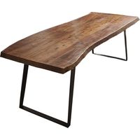 Esstisch Baumkante Akazie nussbaum 260 x 100 schräges U-Gestell schwarz HALMSTAD