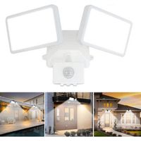 Projecteur Led Avec Détecteur De Mouvement Réglable, Projecteur Extérieur Led À Double Tête, Étanche Ip65, Blanc Lumière Du Jour, Parc, Garage Et Entrée,Blanc