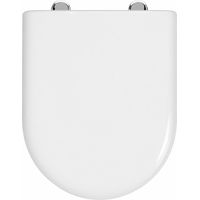 Schläfer 4649110 - Sedile Copriwater per Ideal Standard Serie Esedra Compatibile, Tavoletta WC in Termoindurente Bianco Lucido, Cerniere in Acciaio Inox, Ricambio con Forma Dedicata, 43 x 34,7 cm