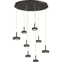 Lampada a sospensione 60 cm NINA in metallo verniciato Nero 8 Luci Led