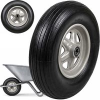 Relaxdays Handcart Wheels, pair 3.50-8 Solid Rubber, complete w/ steel rim & axle, Wheelbarrow spare, Black/Grey