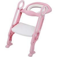 Töpfchentrainer Kinder-Töpfchen Toilettensitz mit Treppe Rutschfest stabil klappbar und höhenverstellbar (Rosa)