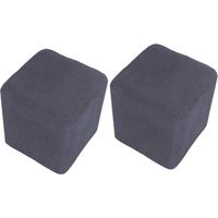 2pcs Pouf en Velours, Pouf Extensible Rectangulaire, Pouf Bas Élastique, pour Salon, Housse Uniquement, Tabouret Non Inclus (Gris)