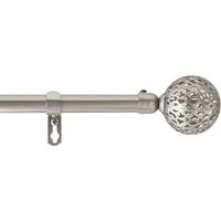 Homemaison – Tringle à rideau décorative Globe 120/210 cm – Métal argenté – Diamètre 1,9 cm – Pour rideaux légers et lourds