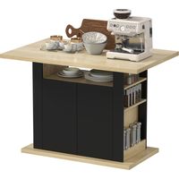 Table à manger ilot central cuisine 4 personnes placard 4 portes noir 110 x 70 x 75,5 cm