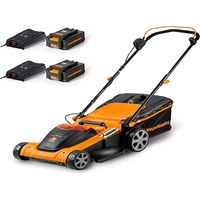 LawnMaster CLMF4841E Tagliaerba Senza Filo 48V Max 2x24V 4.0Ah Batteria, 41cm Fino a 450m², Altezza di Taglio a 6 Livelli 22-72mm, Capacità di Raccolta 42L