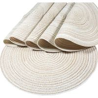Placemat - Round - 36 Cm - Heat Resistant - Woven Polypropylene And Cotton - For Dining Table - Set Of 6