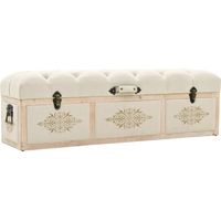 Banco de almacenaje 110 cm crema madera maciza de abeto y tela 020010762