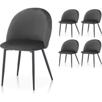 Set di 4 sedie ISALYS in tessuto di velluto grigio scuro