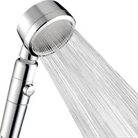 Lntyq Pommeau de douche à économie d'eau avec filtre, 3 types de jets et pommeau de douche avec bouton d'arrêt, ventilateur haute pression à économie d'eau, chrome