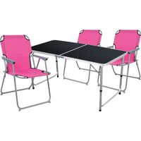 4-teiliges Campingmöbel Set pink 120x60x58/70cm schwarz-MMC330872B+3xMPO2600PI