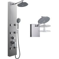 Rovogo – Colonne de douche hydromassante 6 jets de massage – Douche pluie anti-calcaire – Acier inoxydable 304 – Bras réglable en hauteur