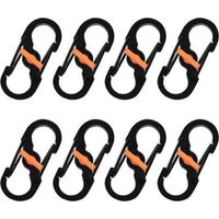 8 Pièces S Mousquetons Crochet Mousqueton Mousqueton en Métal Mini Mousqueton Forme S Mousquetons S Bague Mousqueton Noir en Acier Inoxydable pour Voyages Camping Randonnée Pêche
