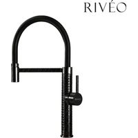 Robinet Mitigeur évier de cuisine avec douchette extractible noir - RIVÉO