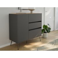 Sideboard Yako XL 100cm 3 SoftClose 1 Tür Grafit/Eiche Top